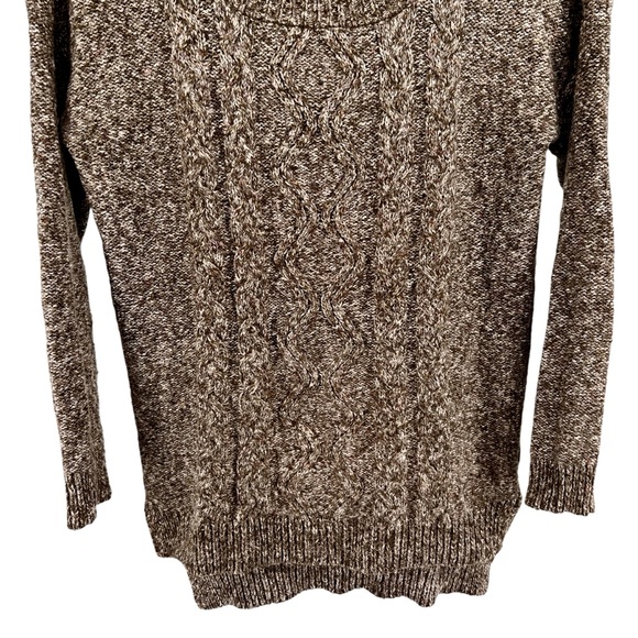 Maurices Womens Cable Knit Sweater Small Marled Brown 3/4 Sleeve Cottage Neutral - Picture 4 of 13